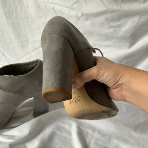 New Look UK brand gray block suede heels 8,5 (39eu) size - Picture 5 of 10